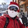 Santa Elf Gingerbread Winter Headwear 3D Christmas Knitted Ski Masque, Funny Claus Balaclava, Warm Face Masque Full for Cold Weather, Holiday
