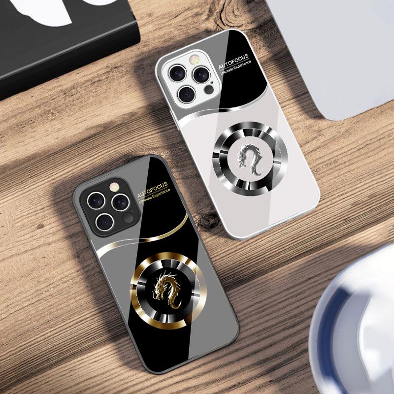 Круглый Новый Дракон Для iPhone 16 E 15 14 13 Plus 12 mini 11 Pro Max XR Xs Max 16E X 7 8 6 6S 2022 Закаленное Стекло Чехол для Телефона