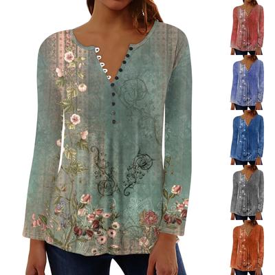 Женский повседневный топ свободного покроя с длинным рукавом и пуговицами