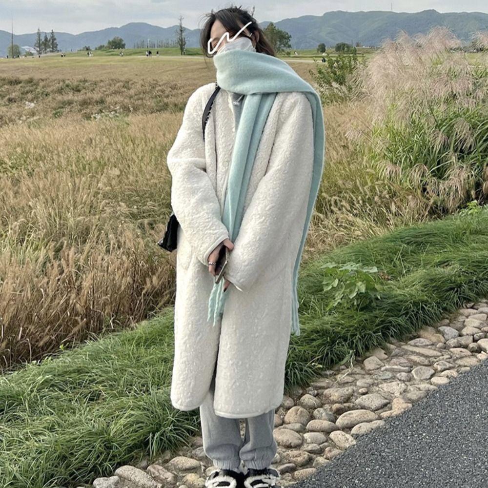 Solid Color Long Tassel Scarves Warm Wrap Shawls Elegant Winter Cashmere Scarf Women