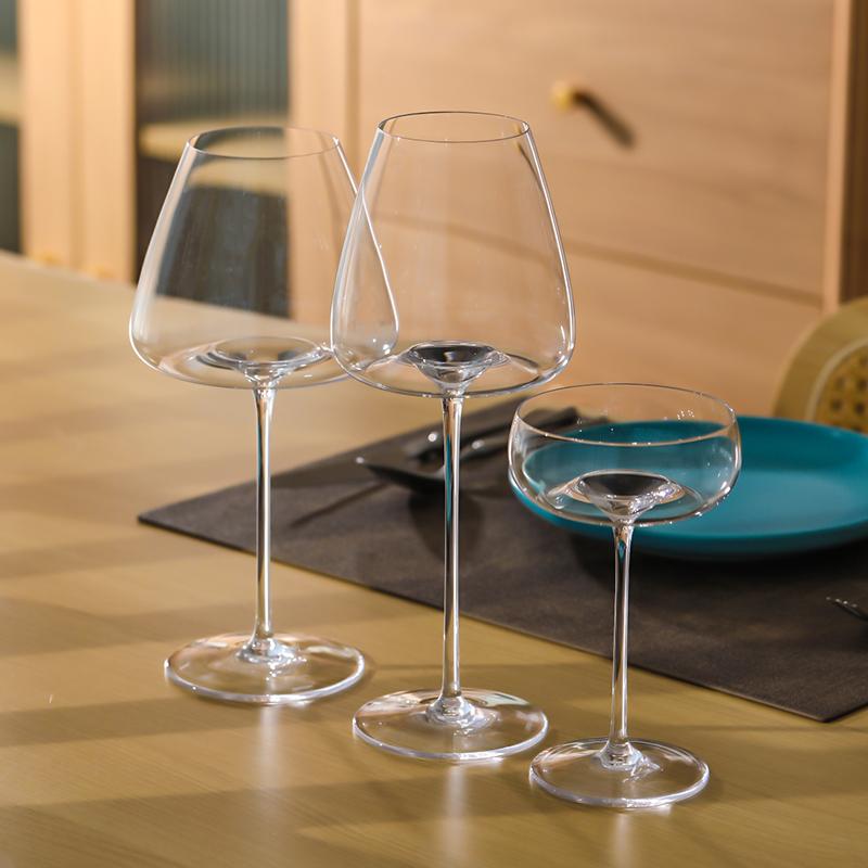 PNT01 CRISON Concave Bottom Handmade Red Wine Glass Ultra-Thin Crystal Burgundy Bordeaux Goblet Art Big Belly Tasting Cup