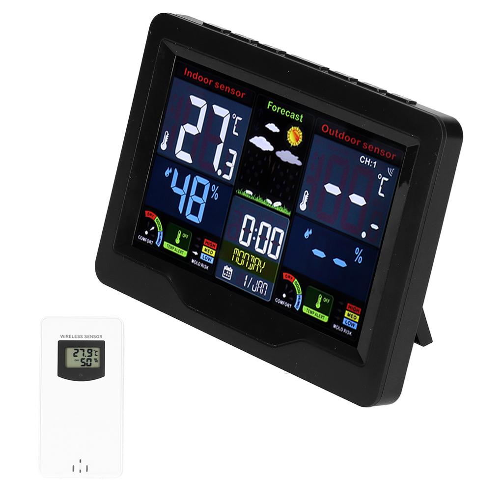 Wireless Weather Clock Color Display Thermometer Hygrometer Calendar Weather Forecast Station