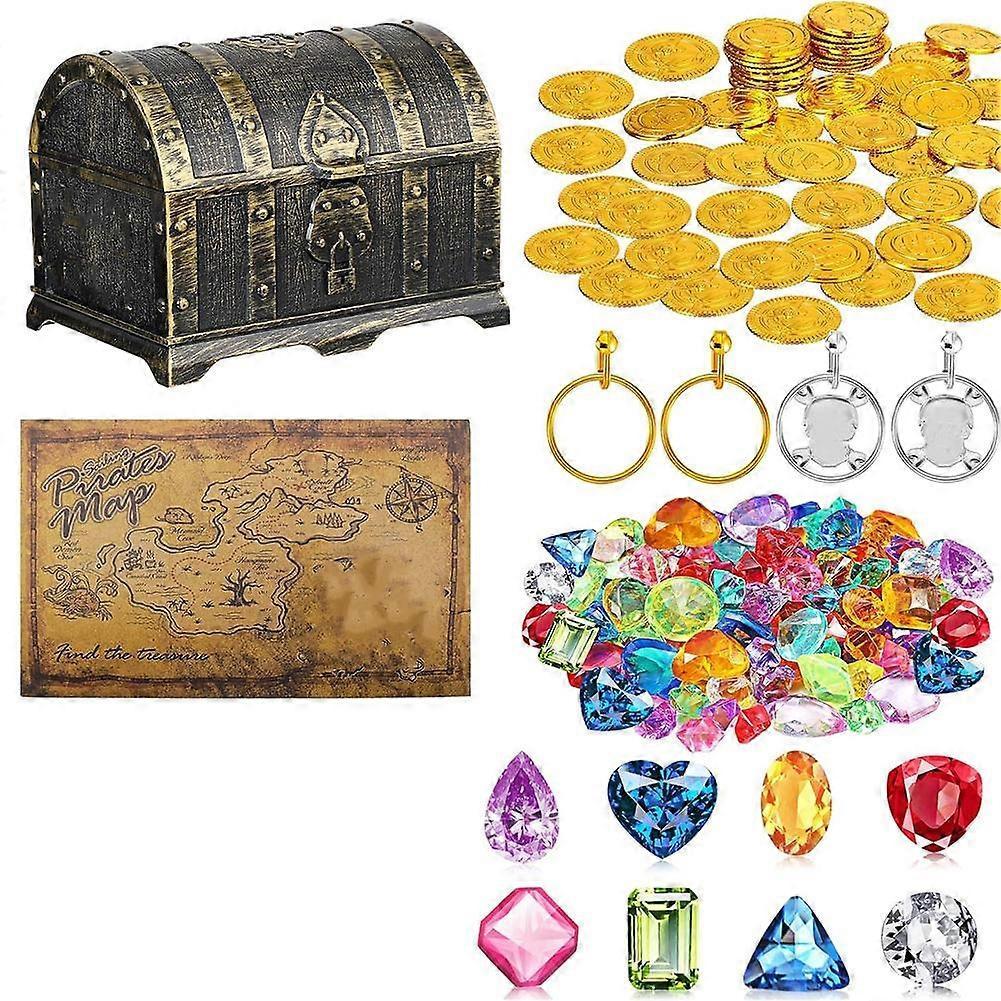 Cross-Border Pirate Treasure Treasure Chest Soft Gel Marine Gem Children's Pool Diving Treasure Hunting Game Set Toy