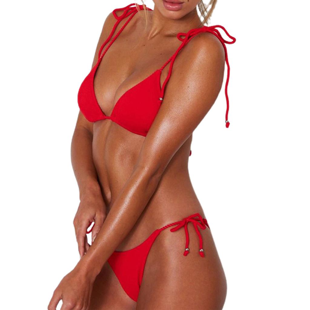 Женский комплект бикини с мягкими повязками и ремешками, купальник пуш-ап, купальник, стринги