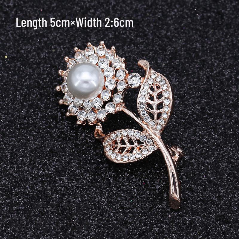 Модная брошь с бантом: Металлические украшения с жемчугом и стразами в виде цветка