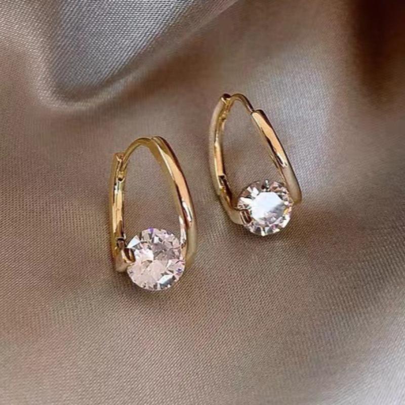 Пряжка для ушей из геометрического микро-циркония с нишевым дизайном, модный и изысканный темперамент, простые и универсальные женские серьги