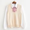 Preppy uslubidagi bir rangli JK jilet ayollar V-bo'yinli topslar yengsiz sviter ayollar pushti trikotaj pulover jumper Truien Dames 23248