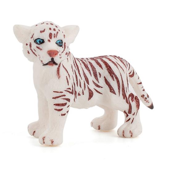 4 шт., набор миниатюрных фигурок белого тигра, имитация детского тигра, украшение для стола, реалистичные статуи диких животных, статическая модель из ПВХ, орнамент