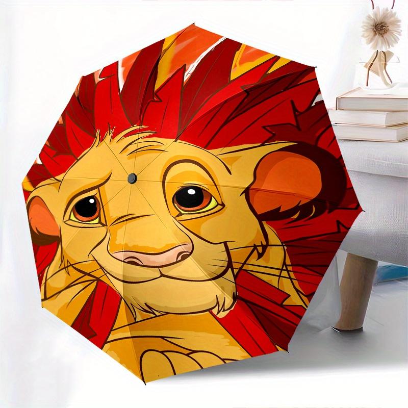 Lion King Simba Automatic Umbrella - Tri-fold Portable Umbrella, Best Holiday Gift for Men and Women, Durable Iron Frame, Playful Design, St