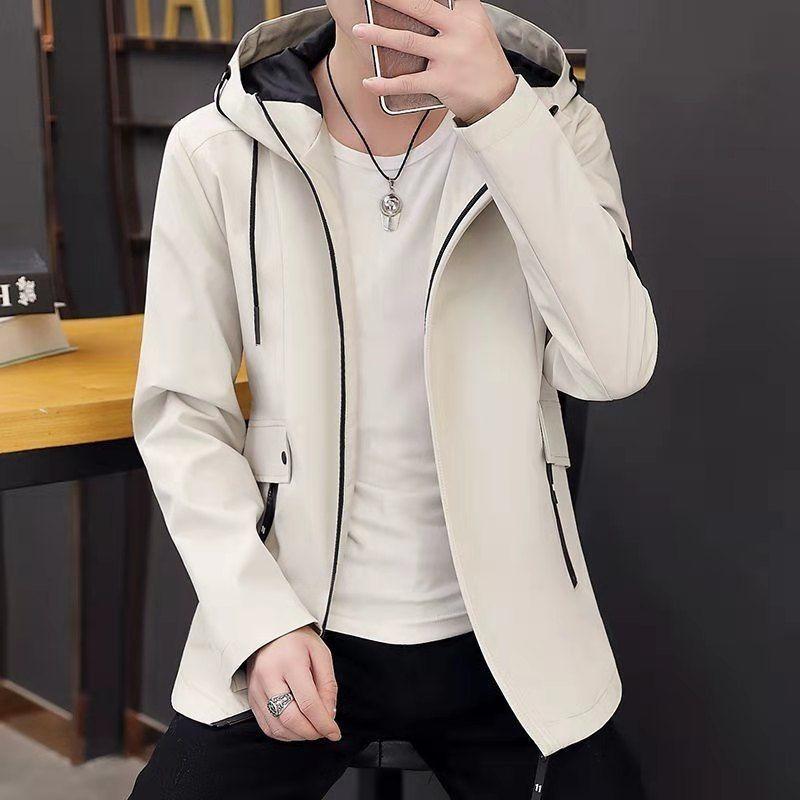 Large Size Men's Autumn Fashion Casual Solid Color Hooded Jacket