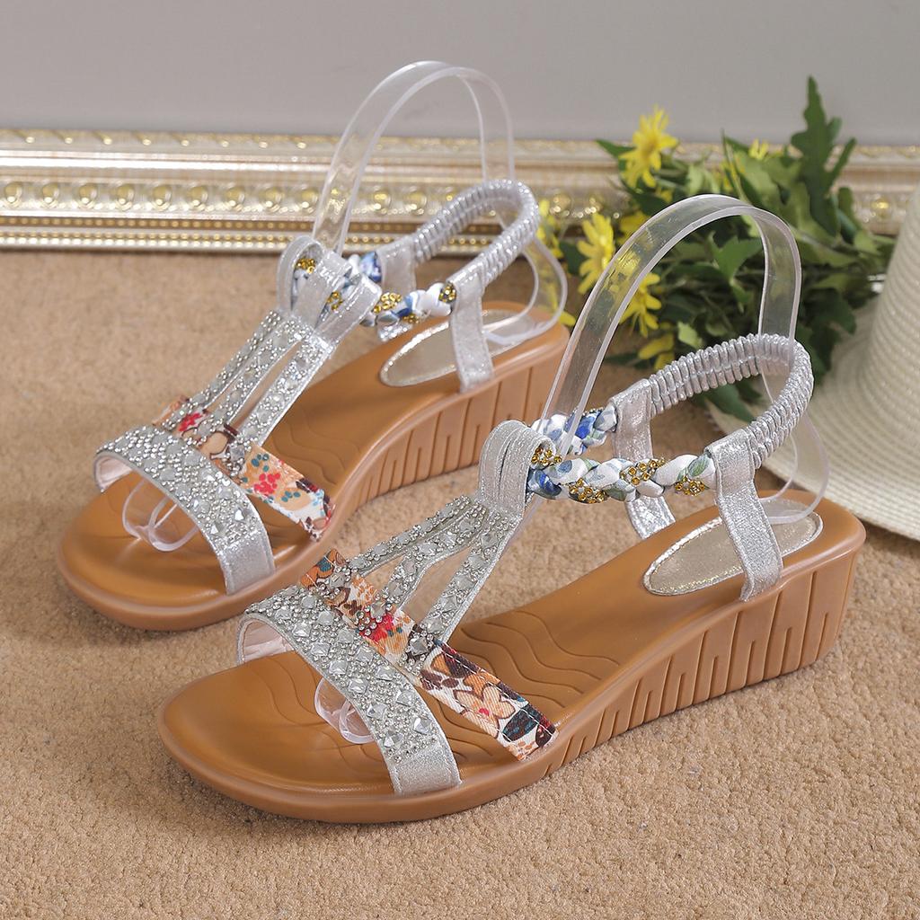 Summer Flat Bottom Water Diamond Fish Mouth Sandals Large Women's Sandals