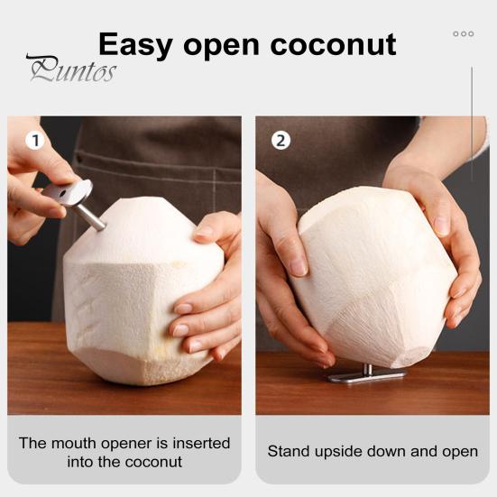 Efficient Coconut Hole Puncher Stainless Steel Opener Tool Easy for Young White Mature Green Coconuts Durable Dual-Angle Design Shell Remover Kitchen