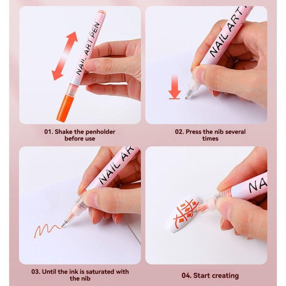 1pc/4pcs/12pcs Waterproof Nail Art Drawing Pen 3D Painting Liner New Nail Art Graffiti Pen