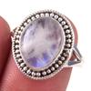 Natural Rainbow Moon Stone Gemstone Handmade 925 Sterling Silver Ring S.8 r6N42