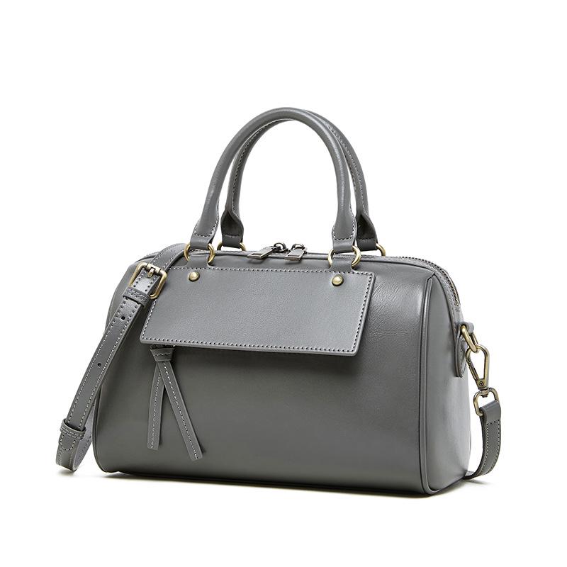 Genuine Leather Boston Pillow Bag - Winter Casual Handbag & Shoulder Messenger for Women