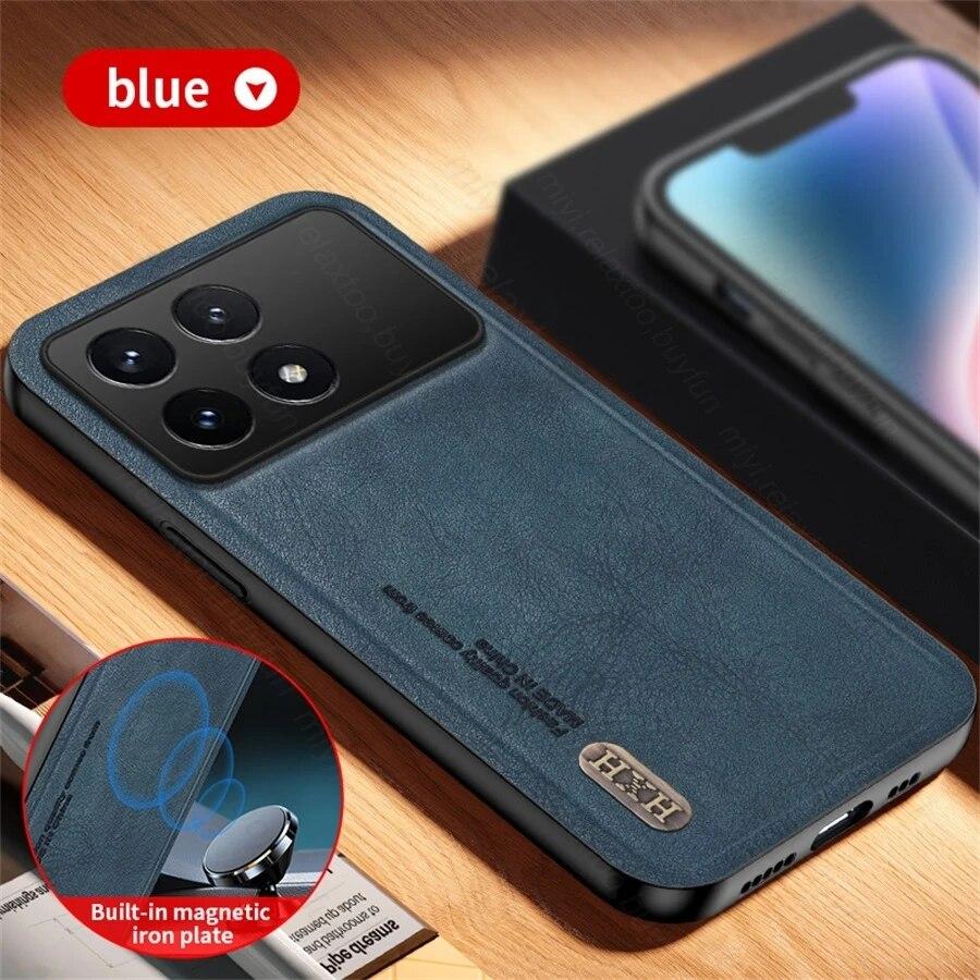 Магнитный чехол для телефона из матовой кожи в стиле ретро для Poco X6 Pro 5G, чехол из ТПУ, мягкая рамка, защита Fundas PocoX6 Poko Little X 6 Pro 6X