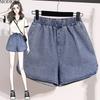 MODIQUE 2025 New Plus Summer Size Women's Loose Casual A-Line Wide Leg Slit Hottie Denim Shorts Ladies Basic Elastic High Waist Pants Jeans