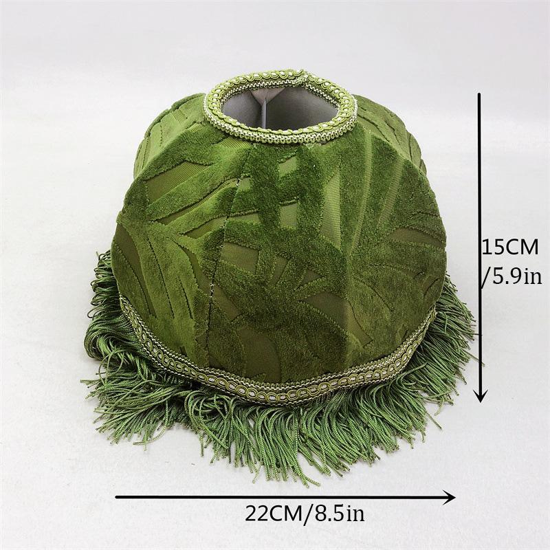 Винтажный европейский абажур из зеленой атласной ткани, абажур из кисточки ручной работы, абажур для настольной лампы, напольный светильник, домашний декор