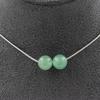 Stones and Minerals. Necklace with 2 Aventurine Beads 8 Mm. Stainless Steel Chain Necklace Women Men. Customizable Size.