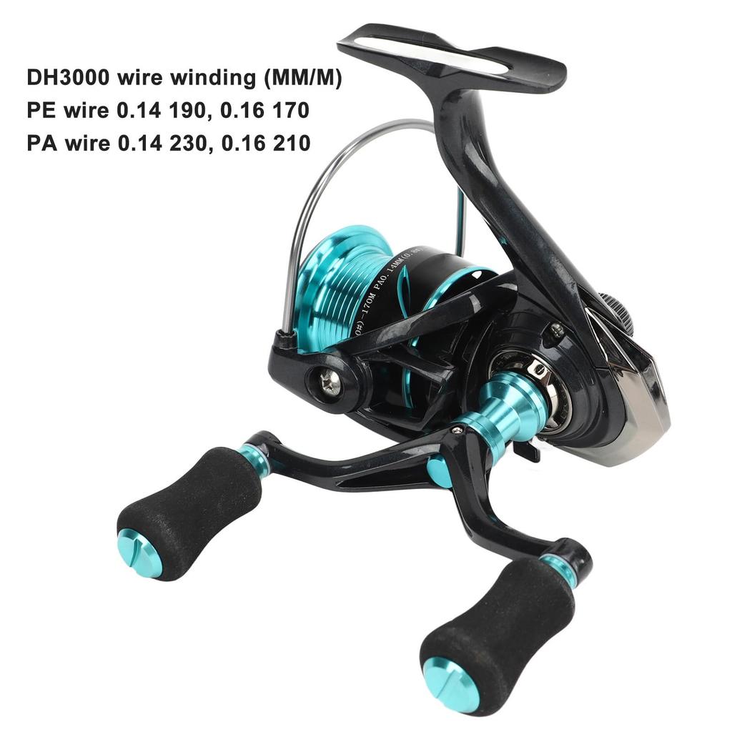 Рыболовная спиннинговая катушка Высокое отношение вращения Кнопка разгрузки большого диаметра Двойная катушка, (Рука DH3000)