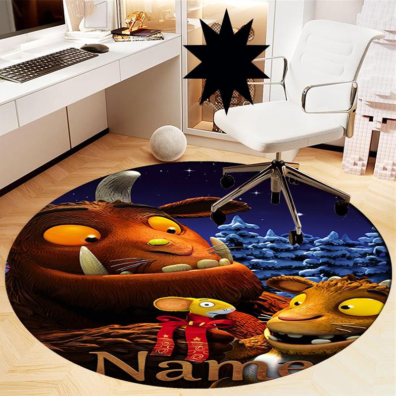Custom Name The Gruffalo Printed Round Rug Carpet Chair Rug Area Rug Entryway Doormats,for Office Chair Living Room Bedroom Kitchen Room.