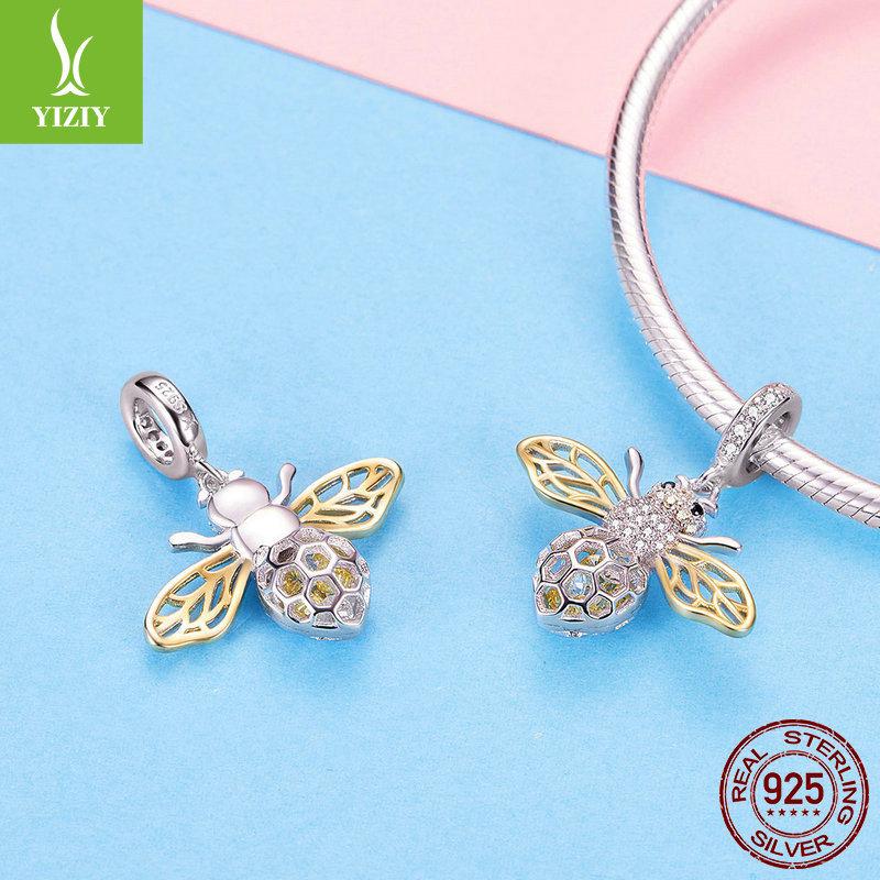 Кулон из стерлингового серебра 925 пробы Вечная пчела Покрытый белым золотом Модный кулон-ожерелье Scc1125