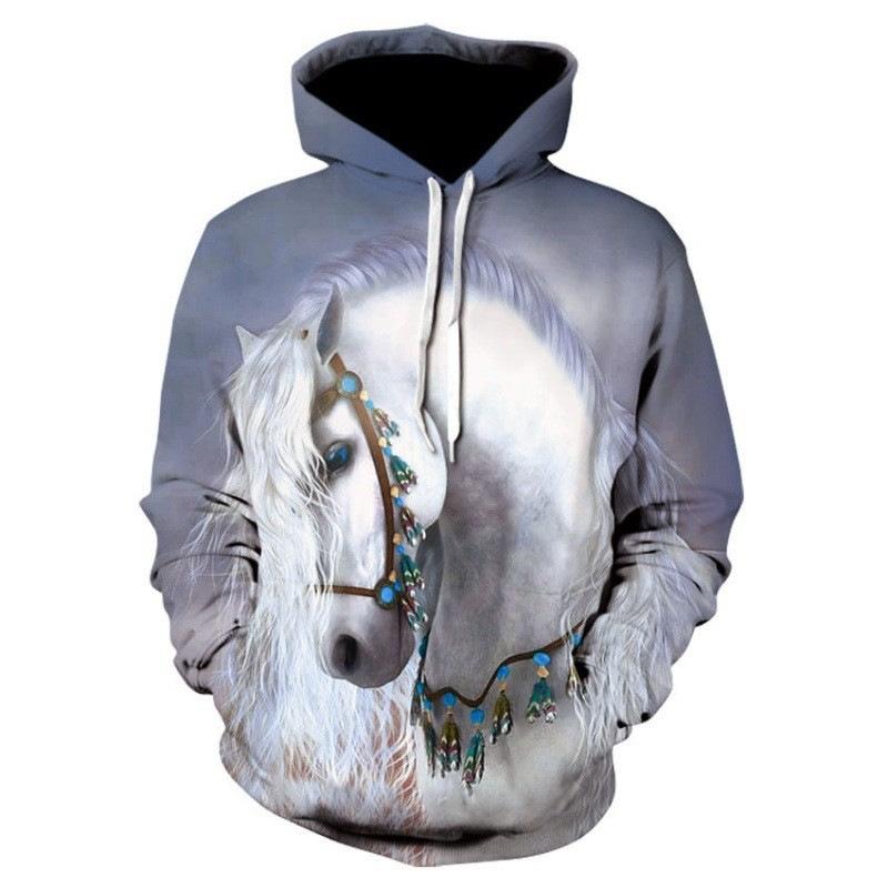 Men's Sweatshirt Wild Horse Stallion Animal 3D Digital Print Men's Hoodie Top