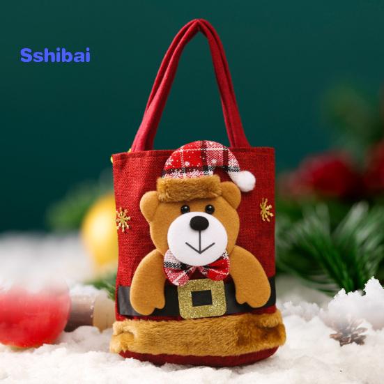 Рождественский подарок Сумочка Портативная ручка Мультфильм 3D Санта-Снеговик Лось Медведь Прочная ткань Многоразовая продуктовая конфета Вечеринка Подарочная сумка