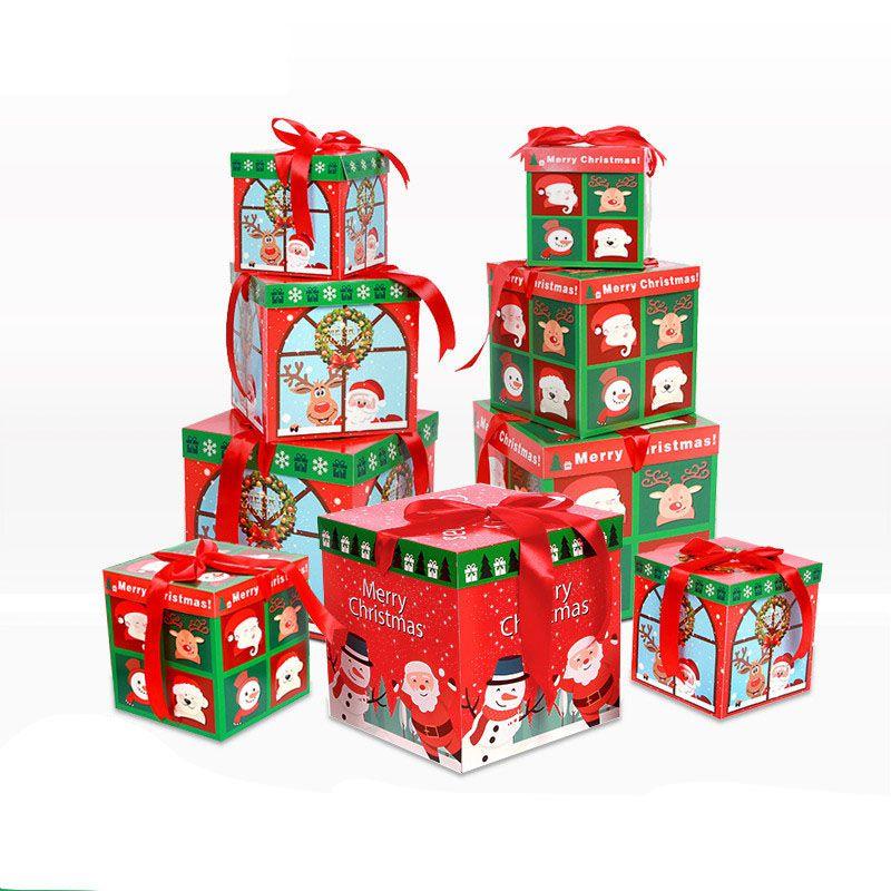 Восхитительная коллекция из 3 премиальных больших подарочных коробок на Рождественский сочельник с элегантной крышкой и лентой