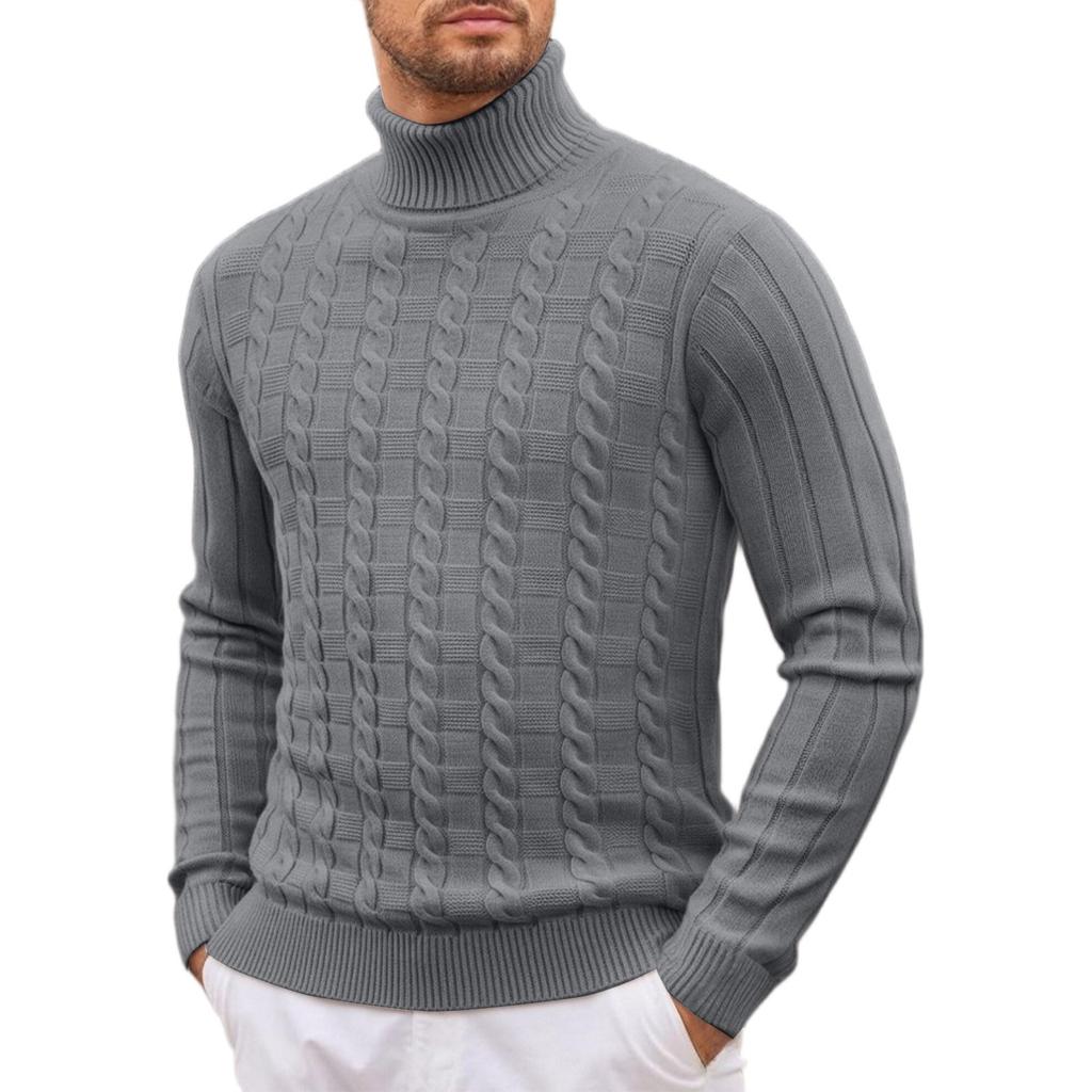 Men's Sweater Knitted Sweater Solid Color Gao Ling Stripes Twisted Dough Leisure