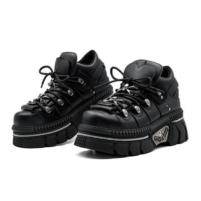 Летняя женская обувь Платформа Панк Ботинки Готические Темные Мотоботы на Толстой Подошве Увеличение Роста