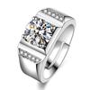 Shiny Crystal Square Ring For Men Wedding Finger Accessories High-end S925 Silver Ring Male Jewelry With Stones