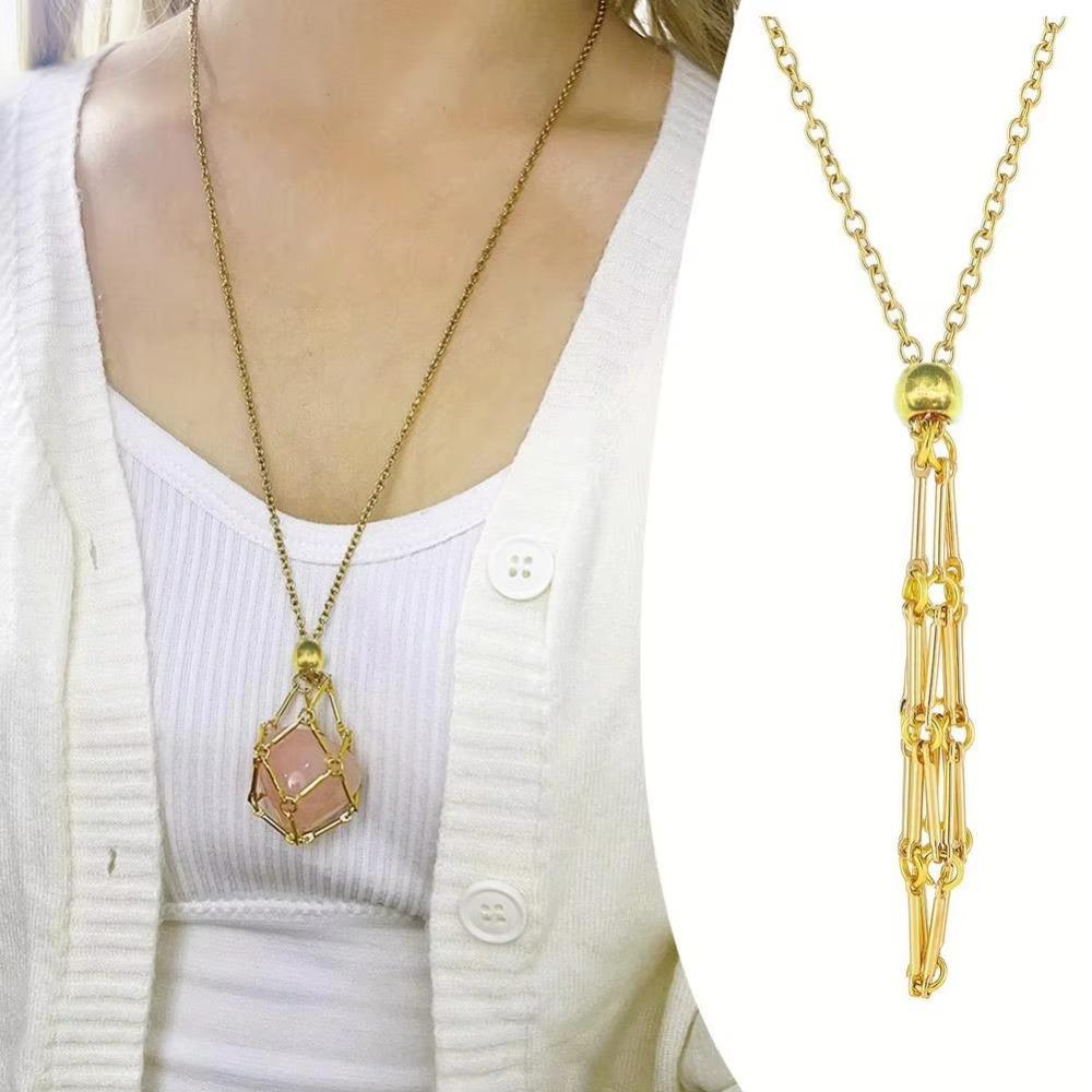 Хранение камней Ожерелье из нержавеющей стали DIY Держатель для стразов Ожерелье Клетка для кристаллов Ожерелье Подарки