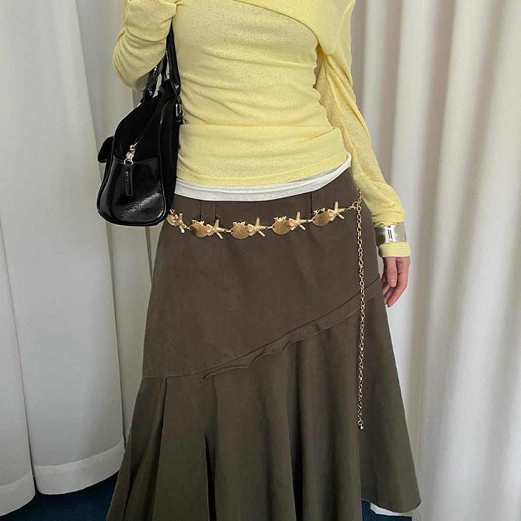 Unique Metal Shell Pearls Starfish Waist Chain Body Jewelry for Young Women Lady Girls Ocean Inspired Accessories