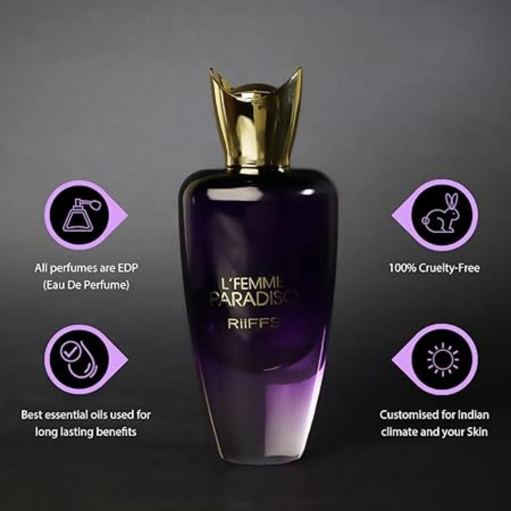 RiiFFS L'Femme Paradiso импортный стойкий женский парфюм 80 мл, фруктовый, цветочный и сладкий, успокаивающий аромат