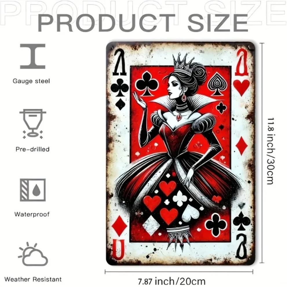 AliceQueen Металлическая жестяная табличка Винтажные игральные карты 2D Ретро настенное искусство для дома Бара Паба Декор