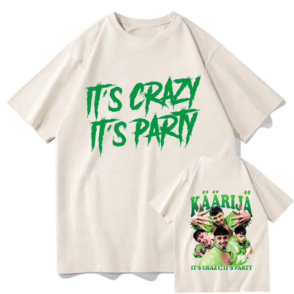 Футболки Käärijä It's Crazy It's Party в стиле ретро Kaarija, унисекс/женская толстовка с рисунком, винтажная забавная летняя хлопковая футболка, футболка унисекс
