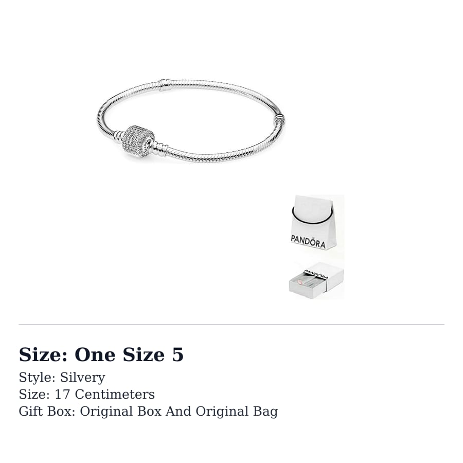 Pandora Moments Sparkling Pave Clasp Snake Chain Bracelet Silver 590723CZ