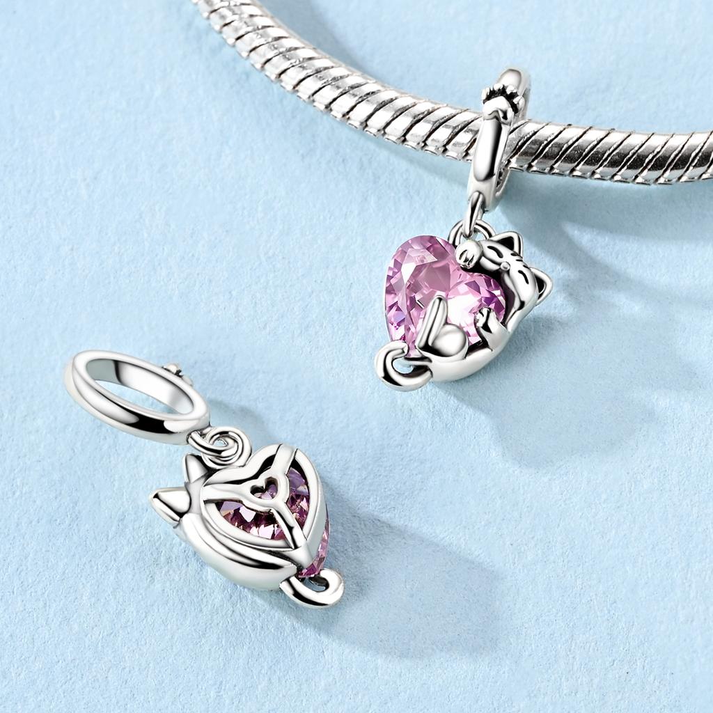 Оригинальные Шармы Бусины Настоящее 100% Серебро Кошачья Лапка Домашнее Животное Звезда Сердце Шарм Подходит для Браслета Браслета Подвеска DIY Изготовление Ювелирных Изделий