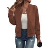 Women's Autumn and Winter Solid Color Texture Zipper Casual Pilot Jackets