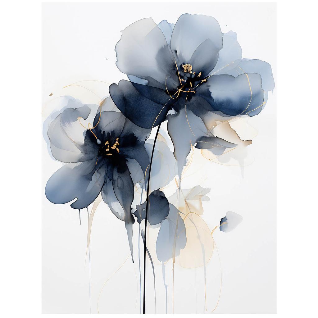 Granatowa Elegancja W Akwareli Granatowa Elegancja W Akwareli, 50X70 Cm, Bez Ramy, Płótno Premium Na Blejtramie