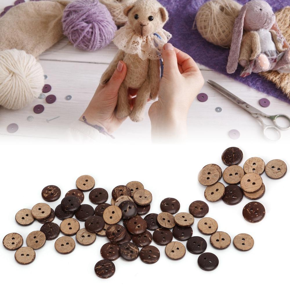 200pcs Wooden Sewing 2 Holes Coconut Shell Buttons Coconut Brown Sewing Buttons Exquisite Craft Buttons Clothing Decorations
