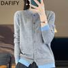 Women's Fashion Casual Fall Winter Solid Color Print Long Sleeve O-Neck Sweaters