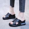 Wedge Heel Slippers Women's 2021 Summer Korean Version Cross Fish Mouth Shoes Muffin Thick Sole Outer Wear Casual Large Size Cool Slippers