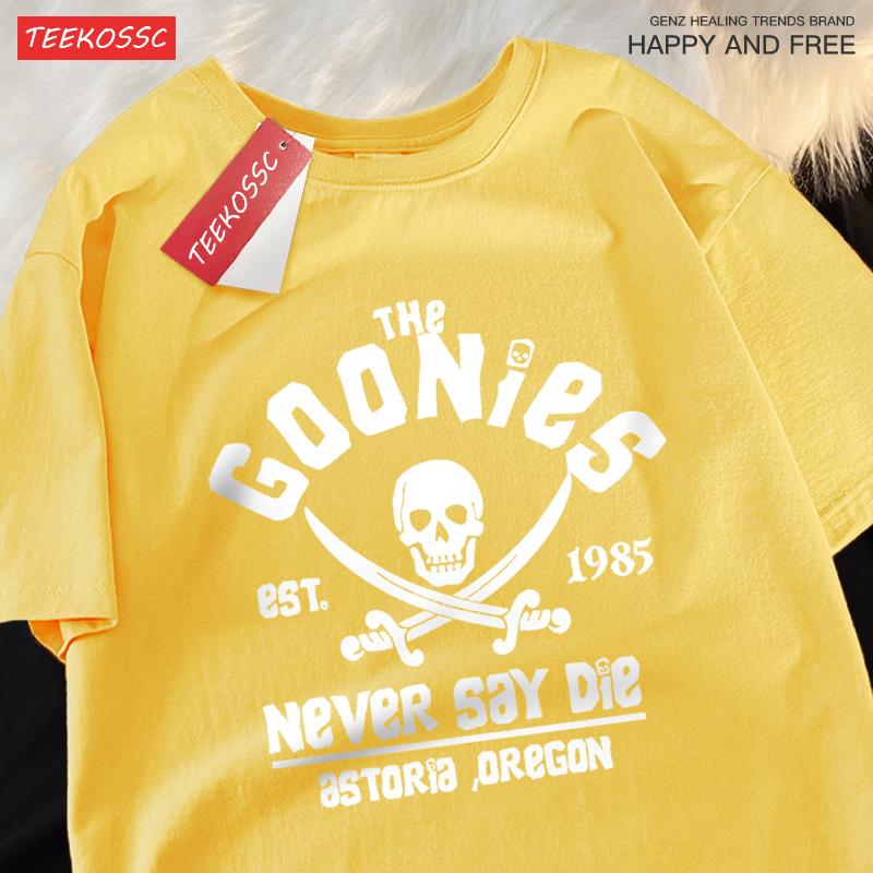 Футболки The Goonies Never Say Die Мужские Женские Удобная Футболка с Круглым Вырезом Дышащие Хлопковые Футболки Уличная Свободная Парная Одежда