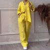 Повседневный комплект: рубашка из хлопка и льна и широкие брюки на кулиске