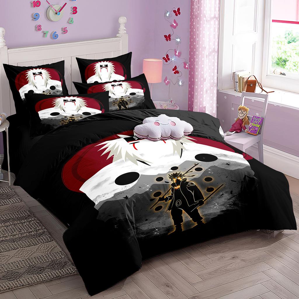 Комплект постельного белья в японском стиле Мультяшный Н-Наруто Пододеяльник Комплект одеяла для кровати Акацуки Саске Узумаки Покрывало для одеяла Наволочка