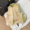 Ретро жаккардовый жилет без рукавов со стойкой воротником, женский, улучшенный жилет для ранней весны