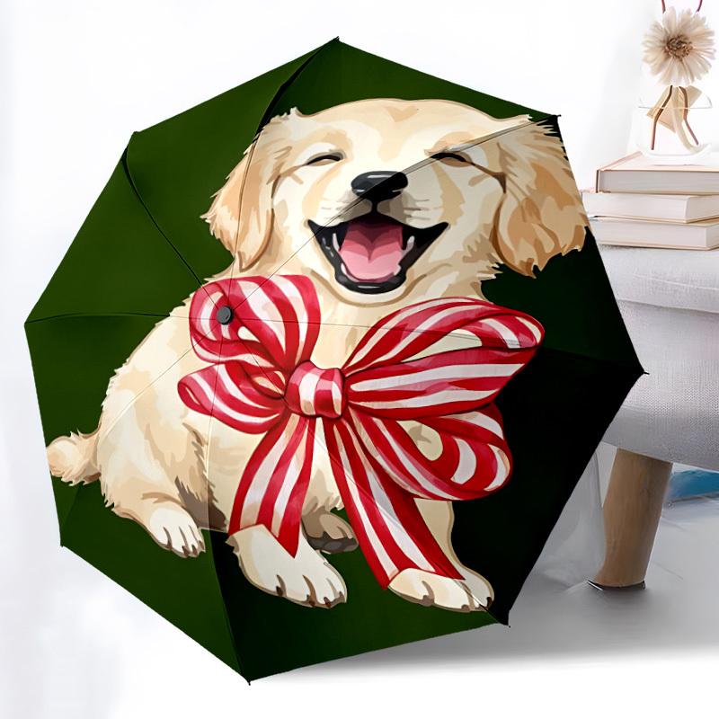 1 шт. Собака, БантАвтоматический Открывающийся/Закрывающийся Складной Зонт, Компактный Портативный Дорожный Зонт, Идеальный Подарок на День Рождения/Праздник, Милый Зонт y042