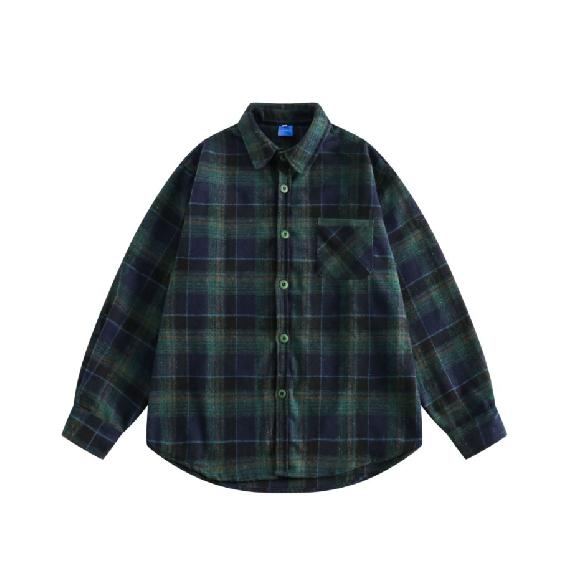 2024 Клетчатая рубашка с длинным рукавом в японском стиле Гонконга Ins Свободная рубашка для мальчиков Летнее модное универсальное повседневное пальто